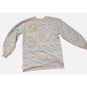 Zoodles Kids Children's Top, Size 10-12 Pastel Checked Print 1980's, Lightweight